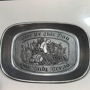 VINTAGE Give Us This Day Our Daily Bread Pewter Bread tray